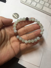 Load image into Gallery viewer, 6.8-7.2mm size 50-58mm 100% natural type A icy watery white brown jadeite jade beads bracelet PB76

