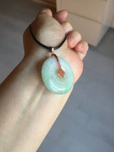 Load image into Gallery viewer, 29.8mm Type A 100% Natural suny green purple yellow(FU LU SHOU, 福禄寿) Jadeite Safety Guardian Button donuts pendant PD185

