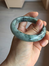 Load image into Gallery viewer, 52.5mm certified Type A 100% Natural dark green/black Jadeite Jade bangle PD135-6275
