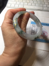 Load image into Gallery viewer, 55mm 100% Natural type A green white green floating flowers carved and golden-painted Jadeite Jade bangle PA168-2337
