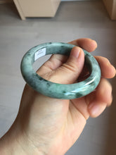 Load image into Gallery viewer, 52.5mm certified Type A 100% Natural dark green/black Jadeite Jade bangle PD135-6275
