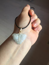 Load image into Gallery viewer, 100% Natural type A icy watery light green purple red (FU LU SHOU) Jadeite Jade butterfly pendant PH113-3
