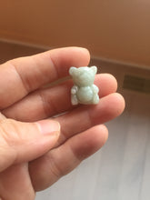 Load image into Gallery viewer, Type A 100% Natural light green white purple jadeite jade cute baby bear pendant AA65
