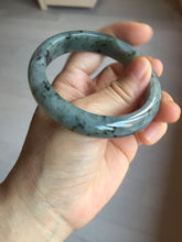 Load image into Gallery viewer, 55mm Certified Type A 100% Natural dark green purple with floating flowers Jadeite bangle PD134-6287
