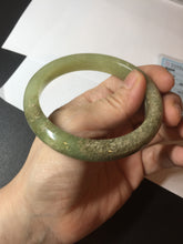 Load image into Gallery viewer, 58.4mm certified Type A 100% Natural yellow/brown flying dandelions nephrite Jade bangle HF80-0469
