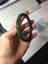 Load image into Gallery viewer, 60mm certified 100% Natural dark green/black round cut nephrite (碧玉) bangle HN104-9152
