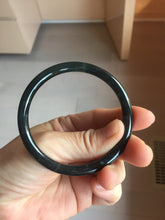 Load image into Gallery viewer, 57mm Type A 100% Natural icy black(冰乌鸡) blue gray Guatemala Slim Round Cut Jadeite Bangle PJ149-1379
