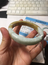 Load image into Gallery viewer, 59mm Type A 100% Natural light green/brown /yellow square Jadeite Jade bangle R101
