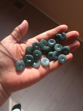 Load image into Gallery viewer, 13-17.5mm Type A 100% Natural blue light green dark green gray Guatemala Jadeite Jade Safety Guardian Button donuts Pendant group PH109
