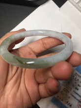 Load image into Gallery viewer, 58.7mm Certified Type A 100% Natural green white slim round cut Jadeite Jade bangle Y169-3693
