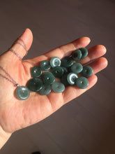 Load image into Gallery viewer, 13-17.5mm Type A 100% Natural blue light green dark green gray Guatemala Jadeite Jade Safety Guardian Button donuts Pendant group PH109

