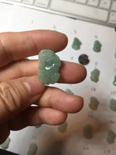 Load image into Gallery viewer, 100% natural type A icy watery jadeite jade green/white 3D PiXiu(貔貅) pendant group necklace F160
