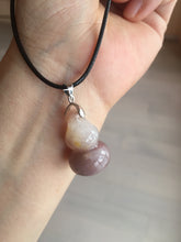 Load image into Gallery viewer, 100% natural icy purple/brown/red Quartzite (jinsi jade, 金丝玉) Golden Silk Jade gourd ( 葫芦, 福禄) pendant/handhold worry stone/desk decor SY73
