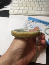 Load image into Gallery viewer, 59mm Type A 100% Natural light green/brown /yellow square Jadeite Jade bangle R101
