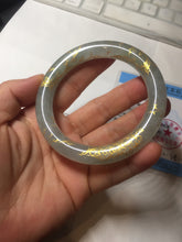 Load image into Gallery viewer, 56.5mm 100% Natural type A light green white carved and golden-painted chubby round cut Jadeite Jade bangle PA170-2942
