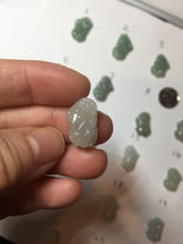 Load image into Gallery viewer, 100% natural type A icy watery jadeite jade green/white 3D PiXiu(貔貅) pendant group necklace F160
