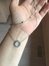 Load image into Gallery viewer, Double Layer  Necklace with 100% natural Type A dark Green blue Guatemala Jadeite ring Choker Style Upper Layer Necklace PH28
