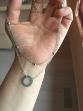 Load image into Gallery viewer, Double Layer  Necklace with 100% natural Type A dark Green blue Guatemala Jadeite ring Choker Style Upper Layer Necklace PH28
