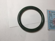 Load image into Gallery viewer, 61mm certified 100% Natural dark green/black round cut nephrite (碧玉) bangle HN105-9147
