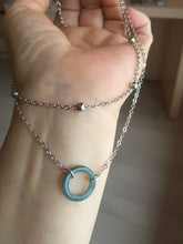 Load image into Gallery viewer, Double Layer  Necklace with 100% natural Type A dark Green blue Guatemala Jadeite ring Choker Style Upper Layer Necklace PH28
