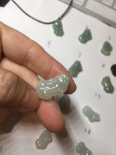 Load image into Gallery viewer, 100% natural type A icy watery jadeite jade green/white 3D PiXiu(貔貅) pendant group necklace F160
