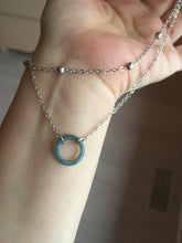 Load image into Gallery viewer, Double Layer  Necklace with 100% natural Type A dark Green blue Guatemala Jadeite ring Choker Style Upper Layer Necklace PH28
