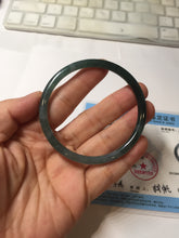 Load image into Gallery viewer, 55.7mm Type A 100% Natural dark green/blue/gray/black Guatemala slim round cut Jadeite bangle PJ108-5630
