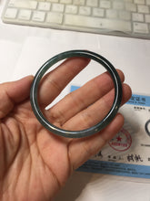 Load image into Gallery viewer, 55.7mm Type A 100% Natural dark green/blue/gray/black Guatemala slim round cut Jadeite bangle PJ108-5630
