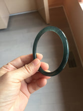 Load image into Gallery viewer, 卖了 60mm Type A 100% Natural icy black(冰乌鸡) blue gray Guatemala Slim Round Cut Jadeite Bangle PJ152-1378
