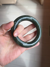 Load image into Gallery viewer, 59mm certified 100% Natural dark green/gray/black (nebula dust) chubby round cut nephrite Jade bangle HN128-0206
