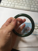 Load image into Gallery viewer, 61mm certified 100% Natural dark green/black round cut nephrite (碧玉) bangle HN105-9147
