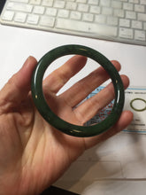 Load image into Gallery viewer, 61mm certified 100% Natural dark green/black round cut nephrite (碧玉) bangle HN105-9147
