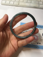 Load image into Gallery viewer, 55.7mm Type A 100% Natural dark green/blue/gray/black Guatemala slim round cut Jadeite bangle PJ108-5630
