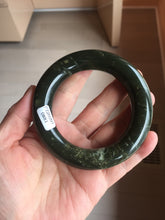 Load image into Gallery viewer, 55mm certified 100% Natural dark green/gray/black (nebula dust) chubby round cut nephrite Jade bangle HN127-0881
