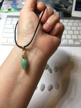 Load image into Gallery viewer, Type A 100% Natural icy watery light sunny green/white/purple jadeite Jade magnolia buds Pendant BF153
