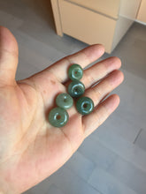 Load image into Gallery viewer, 14-15mm Type A 100% Natural dark green black gray(老油青) Jadeite Safety Guardian Button donuts pendant PD198
