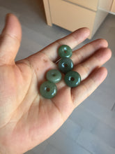 Load image into Gallery viewer, 14-15mm Type A 100% Natural dark green black gray(老油青) Jadeite Safety Guardian Button donuts pendant PD198

