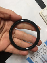 Load image into Gallery viewer, 51.5mm Certified Type A 100% Natural dark green/black/gray Guatemala slim round cut Jadeite bangle GL30-30-0452
