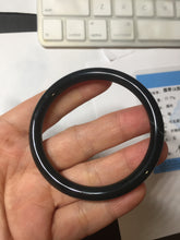 Load image into Gallery viewer, 51.5mm Certified Type A 100% Natural dark green/black/gray Guatemala slim round cut Jadeite bangle GL30-30-0452
