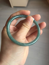 Load image into Gallery viewer, 56.5mm Certified Type A 100% Natural icy watery green/blue/black/gray slim round cut Guatemala Jadeite bangle PB14-5629
