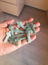 Load image into Gallery viewer, 100% Natural type A light green gray jadeite Jade Hand-held cross or cross pendant necklace PA208
