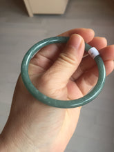 Load image into Gallery viewer, 56.5mm Certified Type A 100% Natural icy watery green/blue/black/gray slim round cut Guatemala Jadeite bangle PB14-5629
