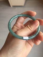 Load image into Gallery viewer, 56.5mm Certified Type A 100% Natural icy watery green/blue/black/gray slim round cut Guatemala Jadeite bangle PB14-5629

