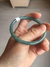 Load image into Gallery viewer, 56.5mm Certified Type A 100% Natural icy watery green/blue/black/gray slim round cut Guatemala Jadeite bangle PB14-5629
