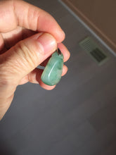 Load image into Gallery viewer, 100% Natural type A icy watery dark green/black/gary with green flying flowers Jadeite Jade belssed melon pendant PC124-3
