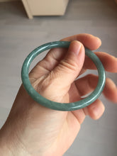 Load image into Gallery viewer, 56.5mm Certified Type A 100% Natural icy watery green/blue/black/gray slim round cut Guatemala Jadeite bangle PB14-5629
