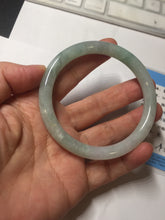 Load image into Gallery viewer, 57.5mm certified 100% natural Type A light green white round cut jadeite jade bangle PE11-3843
