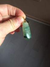 Load image into Gallery viewer, 100% Natural type A icy watery dark green/black Jadeite Jade blessed melon pendant PC124-2
