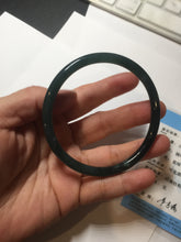 Load image into Gallery viewer, 62mm Certified Type A 100% Natural light green/blue/gray Guatemala slim round cut Jadeite bangle PE87-5527
