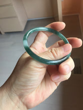 Load image into Gallery viewer, 56.3mm Certified Type A 100% Natural icy watery dark green/blue/gray/black slim Guatemala Jadeite bangle PJ155-0662
